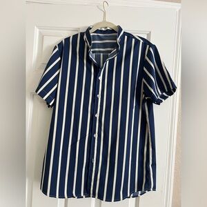 SHEIN Striped Short Sleeve Button Down